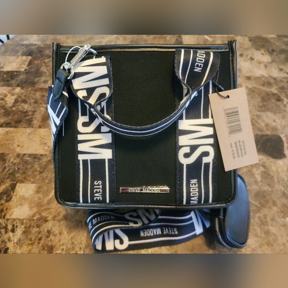 Steve Madden "BWEBBER" Black/Cream Viral Bag🖤✨️